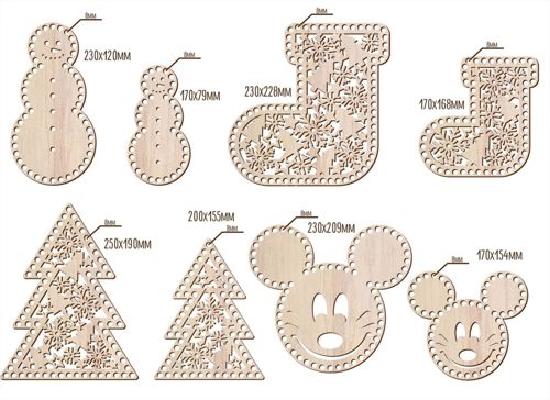 طرح سبد کشویی چوبی کریسمس کف پایه برش لیزری - christmas wooden crochet basket bottom bases laser cut ve - برای دستگاه CNC چوب و لیزر (سی ان سی)