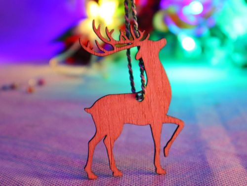 طرح کریسمس چوبی گوزن تزئینی لیزر - christmas wooden reindeer ornament laser cut - برای دستگاه CNC چوب و لیزر (سی ان سی)