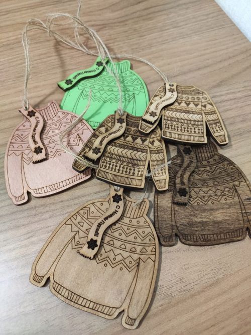 طرح ژاکت چوبی کریسمس تزئینی لیزر - christmas wooden sweater ornament laser cut ve - برای دستگاه CNC چوب و لیزر (سی ان سی)
