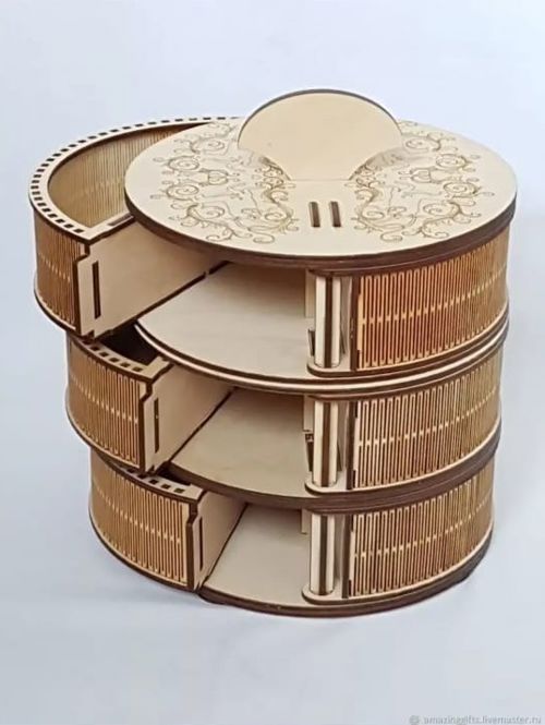 طرح جعبه دایره برای برش لیزری - circle box for laser cutting ve - برای دستگاه CNC چوب و لیزر (سی ان سی)