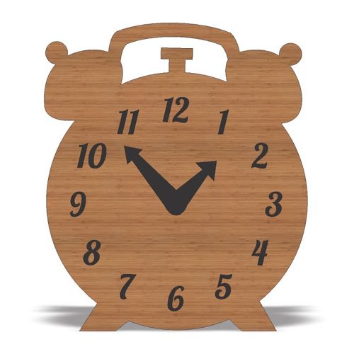 طرح ساعت دیواری شکل ساعت زنگ دار کلاسیک لیزری - classic alarm clock shaped wall clock laser cut ve - برای دستگاه CNC چوب و لیزر (سی ان سی)