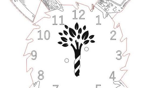 طرح ساعت تیغ و اره دستی لیزر - clock axe and handsaw watch laser cut - برای دستگاه CNC چوب و لیزر (سی ان سی)