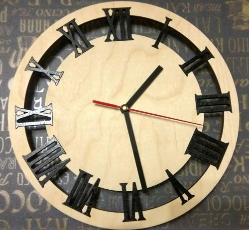 طرح ساعت دیواری چوبی با اعداد رومی صفحه لیزر - clock face roman numeral wooden wall clock laser cut ve - برای دستگاه CNC چوب و لیزر (سی ان سی)