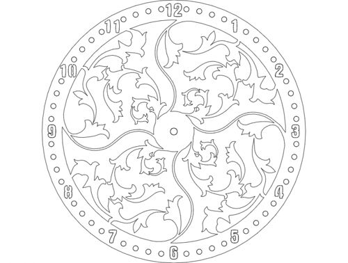 طرح ساعت گل طرح - clock floral design - برای دستگاه CNC چوب و لیزر (سی ان سی)