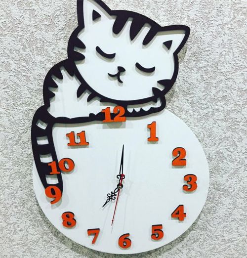 طرح ساعت با یک گربه برای برش لیزری - clock with a cat for laser cutting ve - برای دستگاه CNC چوب و لیزر (سی ان سی)