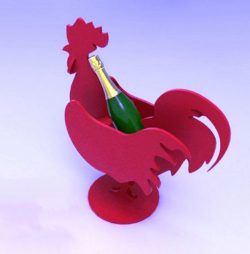 طرح برش لیزری cnc جای بطری نوشابه خروس - cnc laser cut wine bottle holder rooster ve - برای دستگاه CNC چوب و لیزر (سی ان سی)