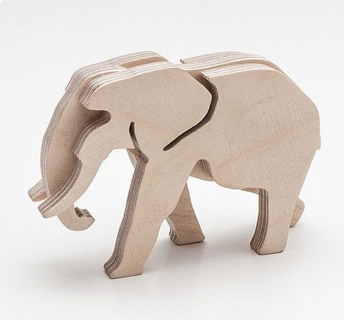 طرح مدل سه بعدی چوبی برش لیزری cnc فیل فیل - cnc laser cut wooden 3d model elephant - برای دستگاه CNC چوب و لیزر (سی ان سی)