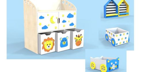 طرح قالب cnc مبلمان کودک نگهداری بچه‌ها برای برش لیزر - cnc template furniture child storage kids for laser cut ve - برای دستگاه CNC چوب و لیزر (سی ان سی)