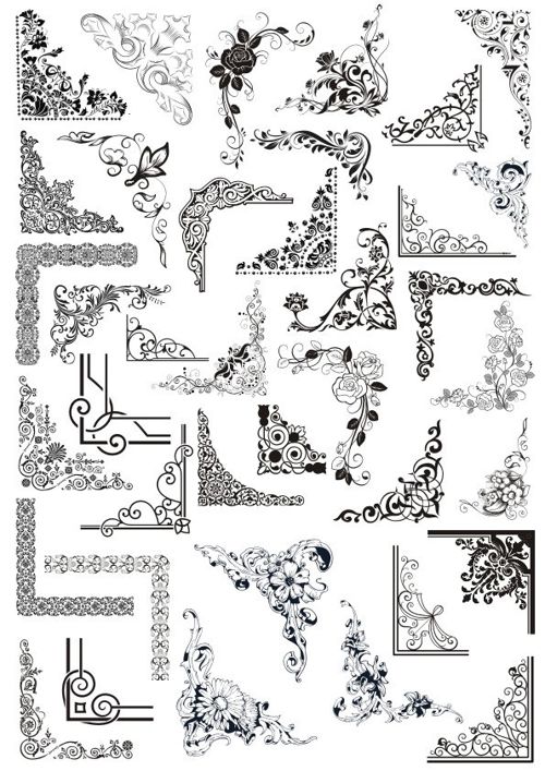 طرح گوشه شکوفا برای برش لیزری - corner flourish for laser cut ve - برای دستگاه CNC چوب و لیزر (سی ان سی)