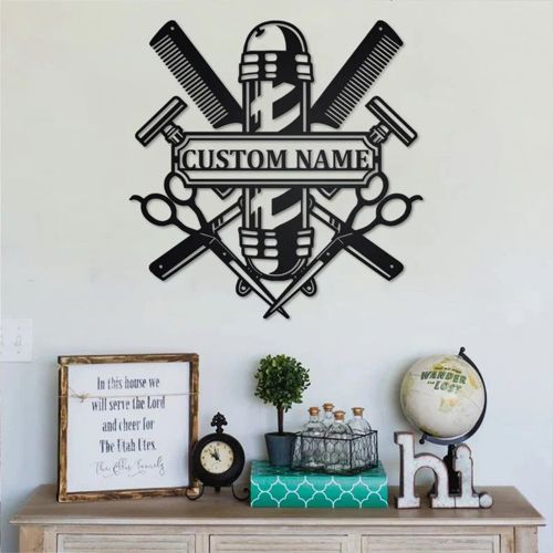 طرح ساعت وینیل سالن سفارشی لیزری - customized barber shop vinyl clock laser cut ve - برای دستگاه CNC چوب و لیزر (سی ان سی)