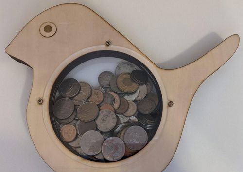 طرح پرنده ناز جعبه پول سکه بانکی برای بچه‌ها - cute bird money box coin bank for kids ve - برای دستگاه CNC چوب و لیزر (سی ان سی)