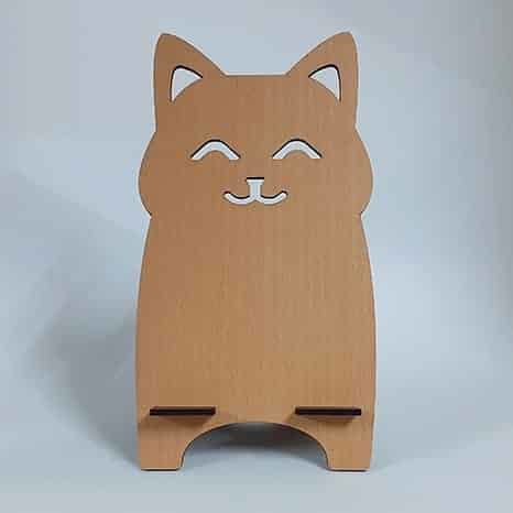 طرح پایه نگهدارنده گوشی موبایل گربه بامزه لیزری - cute cat cell phone holder stand laser cut ve - برای دستگاه CNC چوب و لیزر (سی ان سی)