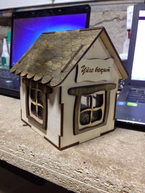 طرح خانه ناز برای برش لیزری - cute house for laser cut ve - برای دستگاه CNC چوب و لیزر (سی ان سی)