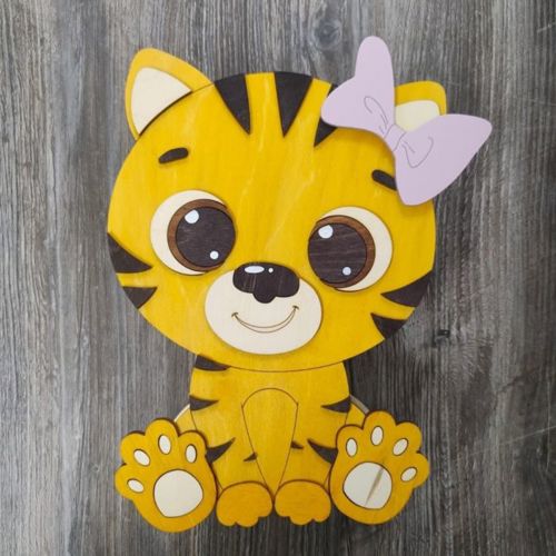 طرح جعبه شکلات چوبی توله ببر ناز برای برش لیزری - cute tiger cub wooden chocolate box for laser cut - برای دستگاه CNC چوب و لیزر (سی ان سی)