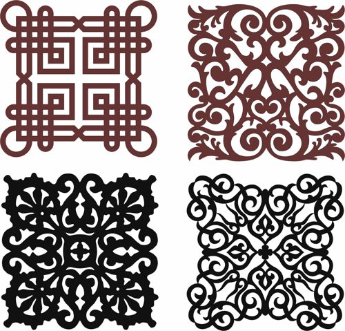 طرح الگوهای صفحه نمایش درز گلدار برای برش لیزری - damask seamless screen patterns set for laser cut ve - برای دستگاه CNC چوب و لیزر (سی ان سی)
