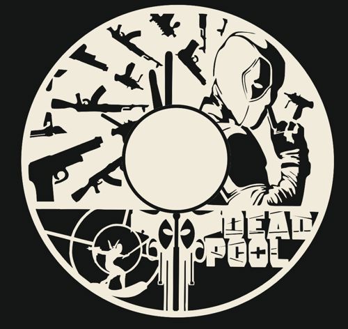 طرح ساعت دیواری ددپول مخصوص برش لیزری قاب - deadpool wall clock for laser cut ve - برای دستگاه CNC چوب و لیزر (سی ان سی)