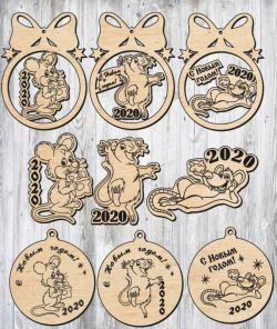 طرح تصویر موش تزئینی برای برش لیزری - decoration mouse image 2020 for laser cut decal - برای دستگاه CNC چوب و لیزر (سی ان سی)