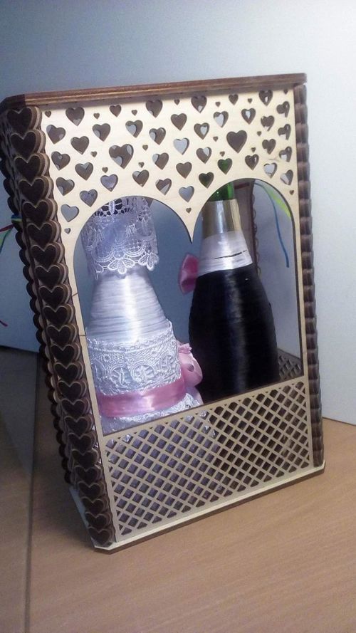 طرح تزیین بطری های عروسی برای برش لیزری - decoration of wedding bottles for laser cut ve - برای دستگاه CNC چوب و لیزر (سی ان سی)