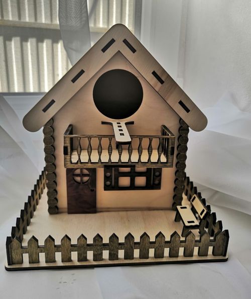 طرح لانه پرنده تزئینی حیوان خانگی برای برش لیزری - decorative bird house pet nest for laser cut ve - برای دستگاه CNC چوب و لیزر (سی ان سی)