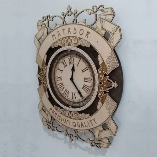 طرح ساعت دیواری چوبی ماتادور تزئینی لیزری - decorative matador wooden wall clock laser cut ve - برای دستگاه CNC چوب و لیزر (سی ان سی)