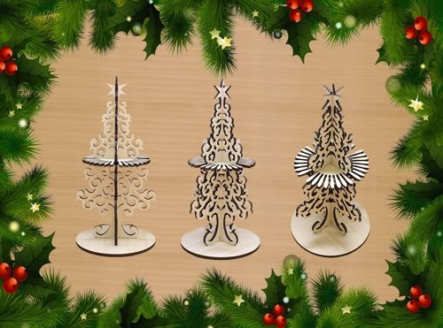 طرح جا دستمال کاغذی تزئینی درخت سال نو برای برش لیزری روکش - decorative new year tree napkin holder for laser cut ve - برای دستگاه CNC چوب و لیزر (سی ان سی)