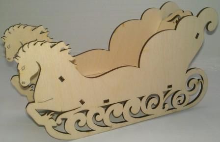 طرح سورتمه تزئینی بابانوئل برش لیزری - decorative santa claus sleigh laser cut ve - برای دستگاه CNC چوب و لیزر (سی ان سی)