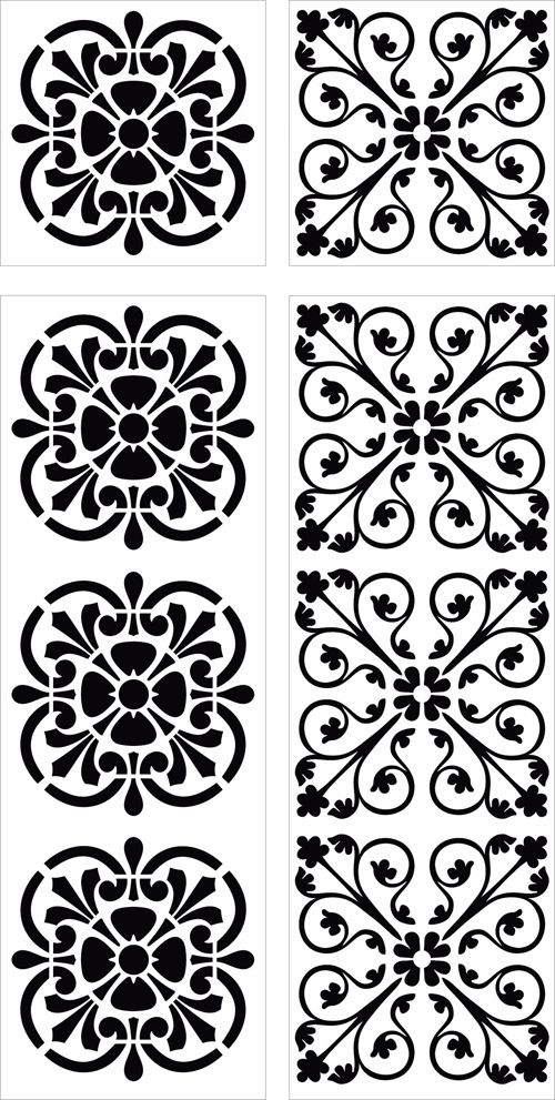 طرح جداکننده گلدار تزئینی درز برای برش لیزری - decorative seamless separator floral grill for laser cut ve - برای دستگاه CNC چوب و لیزر (سی ان سی)