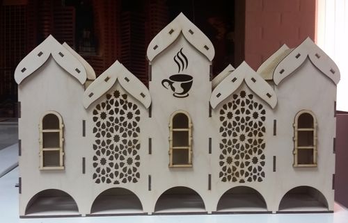 طرح پروژه پازل سه بعدی برش لیزری چایخانه تزئینی - decorative tea house laser cut 3d puzzle project - برای دستگاه CNC چوب و لیزر (سی ان سی)