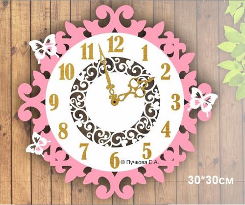 طرح ساعت دیواری تزئینی پروانه - decorative wall clock butterflies ve - برای دستگاه CNC چوب و لیزر (سی ان سی)