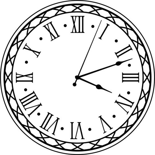 طرح ساعت دیواری تزئینی طرح رومی لیزری - decorative wall clock roman pattern laser cut ve - برای دستگاه CNC چوب و لیزر (سی ان سی)