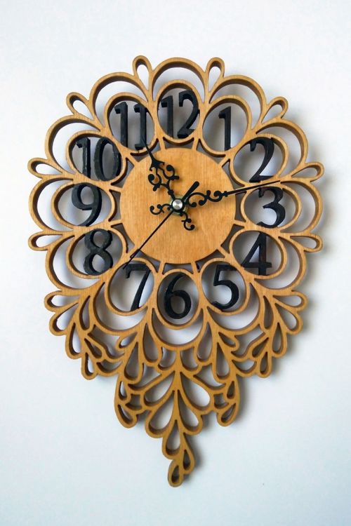 طرح ساعت دیواری چوبی تزئینی لیزری - decorative wood wall clock laser cut ve - برای دستگاه CNC چوب و لیزر (سی ان سی)