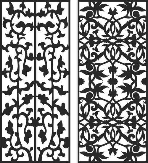 طرح دکور درز گل شبکه استنسیل مجموعه - decor seamless floral lattice stencil set - برای دستگاه CNC چوب و لیزر (سی ان سی)