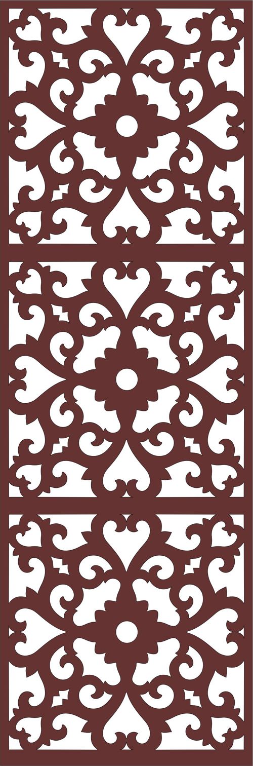 طرح دکور جداکننده گلدار پنل گریل برای برش لیزری - decor seamless separator floral grill panel for laser cutting - برای دستگاه CNC چوب و لیزر (سی ان سی)