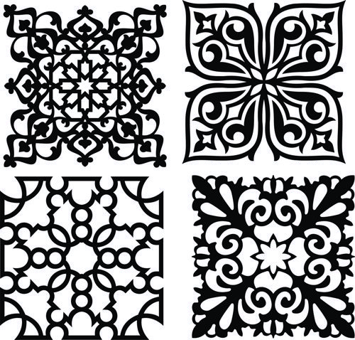 طرح دکور درز جداکننده گلدار شبکه‌ای استنسیل طرح‌ها مجموعه - decor seamless separator floral lattice stencil designs collection - برای دستگاه CNC چوب و لیزر (سی ان سی)