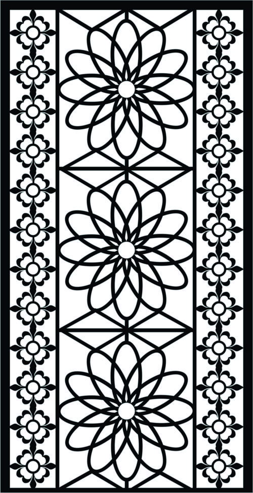 طرح دکور درز جداکننده گلدار شبکه استنسیل پنل برای برش لیزر - decor seamless separator floral lattice stencil panel for laser cut ve - برای دستگاه CNC چوب و لیزر (سی ان سی)