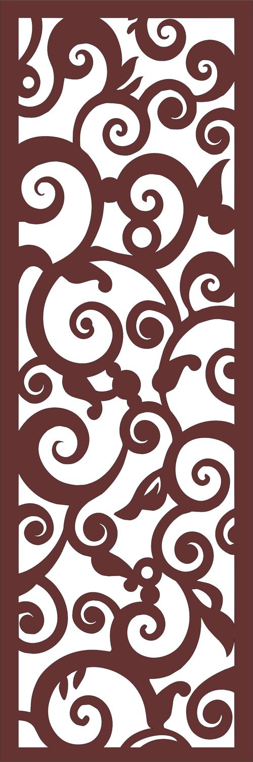 طرح دکور درز جداکننده گلدار روی صفحه هنر برای برش لیزری - decor seamless separator floral screen art for laser cutting - برای دستگاه CNC چوب و لیزر (سی ان سی)