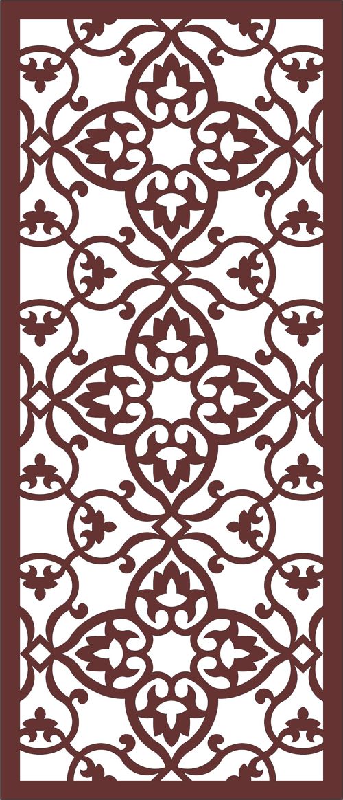 طرح دکور جداکننده گلدار طرح برای برش لیزر گل - decor seamless separator floral screen design for laser cutiing ve - برای دستگاه CNC چوب و لیزر (سی ان سی)