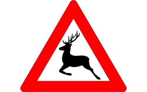 طرح علامت عبور گوزن علامت - deer crossing sign - برای دستگاه CNC چوب و لیزر (سی ان سی)