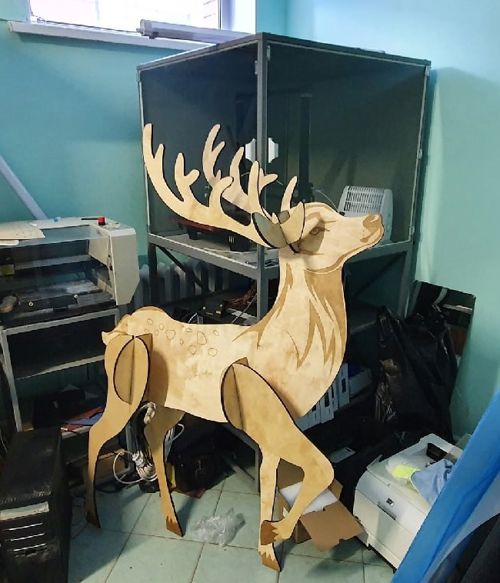 طرح دکور فضای باز گوزن میلی متری برای برش لیزری - deer outdoor decor 4mm for laser cut - برای دستگاه CNC چوب و لیزر (سی ان سی)
