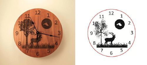 طرح ساعت ماه درخت گوزن - deer tree moon clock ve - برای دستگاه CNC چوب و لیزر (سی ان سی)
