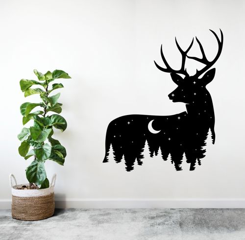 طرح دیوار هنری حیات وحش تزئین دیوار برای برش لیزر - deer wall art wildlife wall decor for laser cutting ve - برای دستگاه CNC چوب و لیزر (سی ان سی)