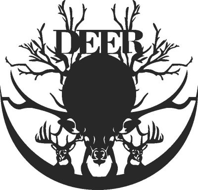 طرح ساعت دیواری گوزن - deer wall clock ve - برای دستگاه CNC چوب و لیزر (سی ان سی)