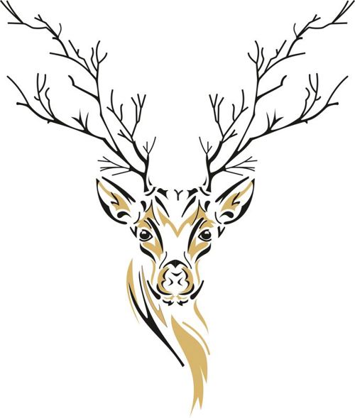طرح دیوار تزئینی دیوار با طرح آهو طرح - deer wall decoration deer sketch ve - برای دستگاه CNC چوب و لیزر (سی ان سی)