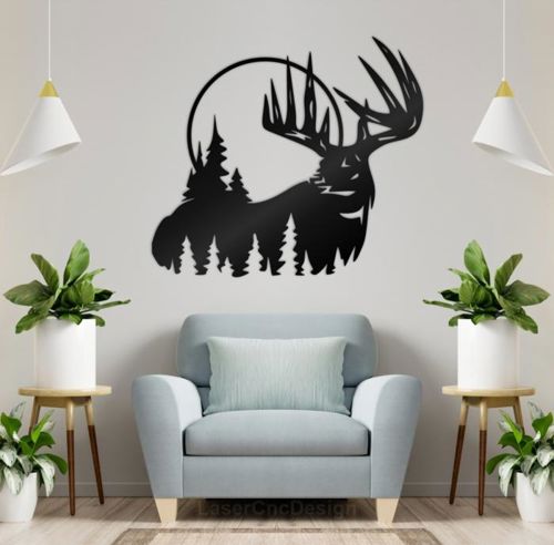طرح دیوار آهو دکوراسیون لیزر - deer wall decor for laser cut - برای دستگاه CNC چوب و لیزر (سی ان سی)