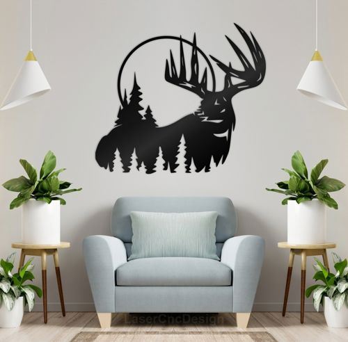 طرح دیوار آهو دکوراسیون برای برش لیزری - deer wall decor for laser cut ve - برای دستگاه CNC چوب و لیزر (سی ان سی)