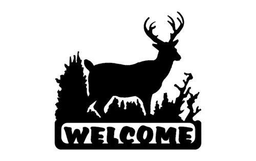 طرح گوزن خوش آمدید silhouette - deer welcome silhouette - برای دستگاه CNC چوب و لیزر (سی ان سی)