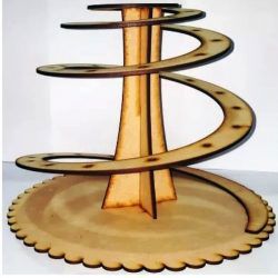 طرح قفسه‌های نمایش کیک‌های مارپیچی برای برش لیزری cnc - display shelves of spiral cakes for laser cut cnc - برای دستگاه CNC چوب و لیزر (سی ان سی)