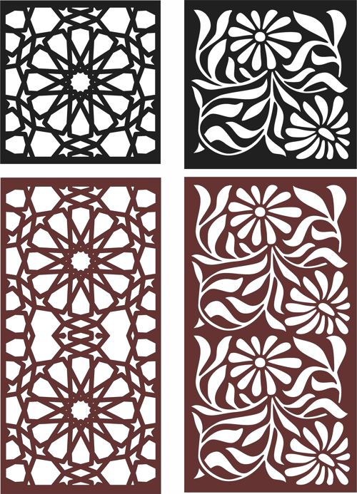 طرح جداکننده گل درز گل صفحه پنل برای برش لیزری - divider flower seamless floral screen panel for laser cutting - برای دستگاه CNC چوب و لیزر (سی ان سی)
