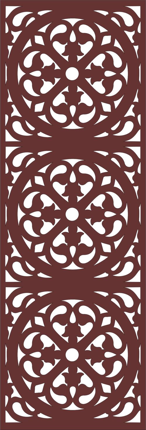طرح گل گلدان جداکننده لیزری - divider seamless floral grill design for laser cutting - برای دستگاه CNC چوب و لیزر (سی ان سی)
