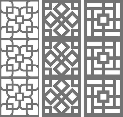 طرح جداکننده درز گلدار گریل پانل مجموعه برای برش لیزری - divider seamless floral grill panels set for laser cutting - برای دستگاه CNC چوب و لیزر (سی ان سی)